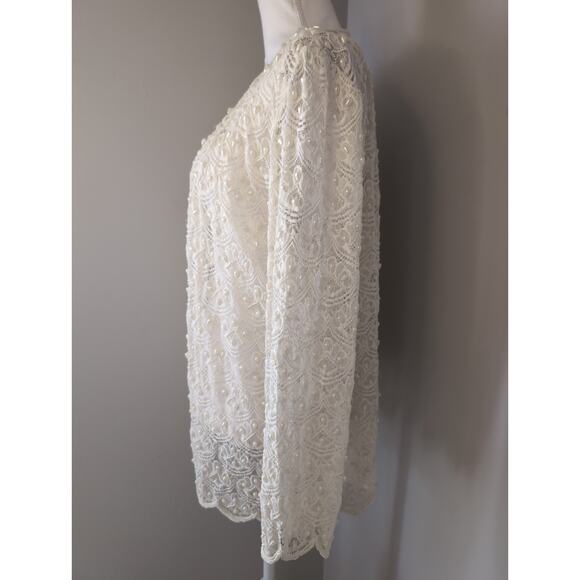 Vintage Scala beaded lace feminine pearl layering cardigan coverup XL - Picture 4 of 11